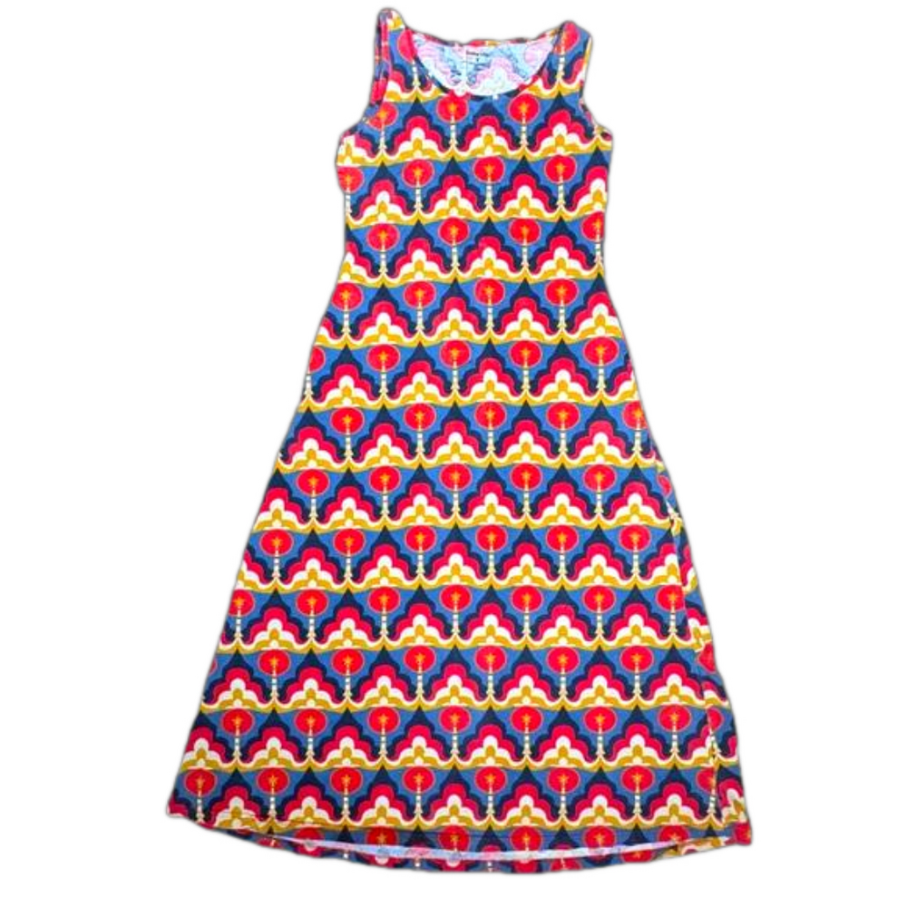Sleeveless Geo Floral Maxi Dress in Multicolor